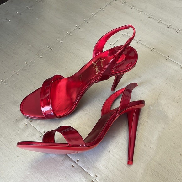 Christian Louboutin o Astrid red loubi metallic stiletto sandal 100mm sz 38 - Picture 4 of 11